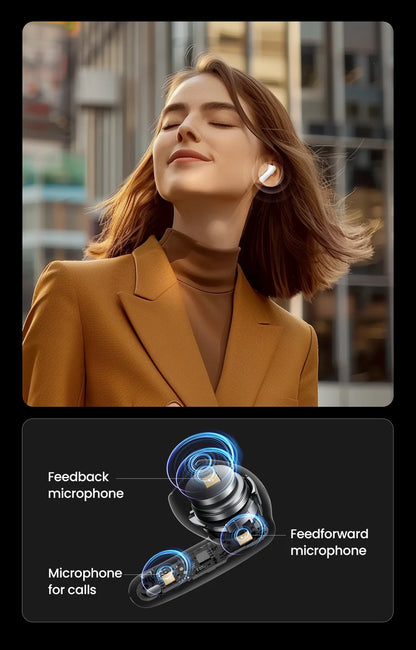 UGREEN ANC Semi-open TWS Adaptive Active Noise Cancelling Earbuds LDAC Hi-Res Audio Wireless Bluetooth Earphones Headphones