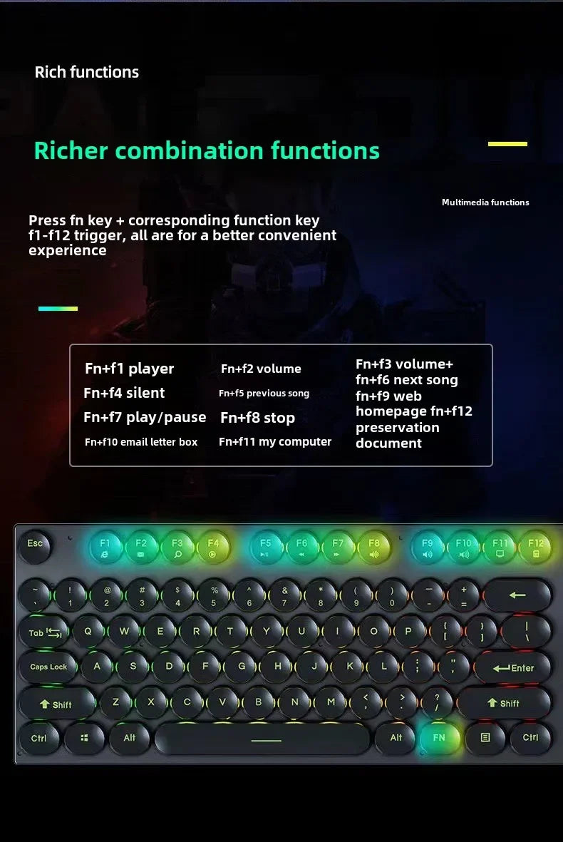 Mechanical Keyboard  Gaming Keyboard  E-sports Game Office Computer Notebook Desktop Steampunk English USB for Gaming
