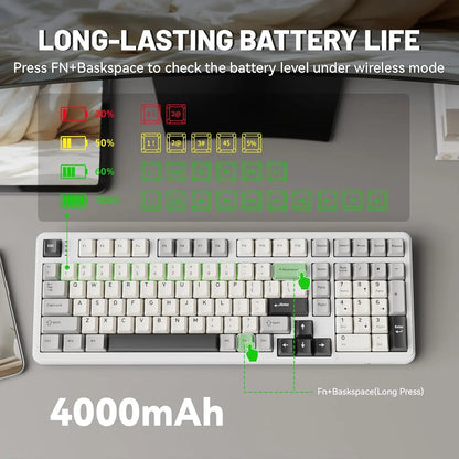 ATTACK SHARK X98 RGB Mechanical Gaming Keyboard with 102 Keys, with Numeric Keypad, Wireless & USB-C Wired Tri-Mode, 4000 mAh