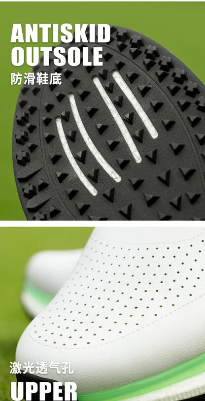 PGM Golf Men’s Sports Sneakers Super Soft Popcorn Midsole Knob Lace Anti-Slip Breathable Golf Shoes