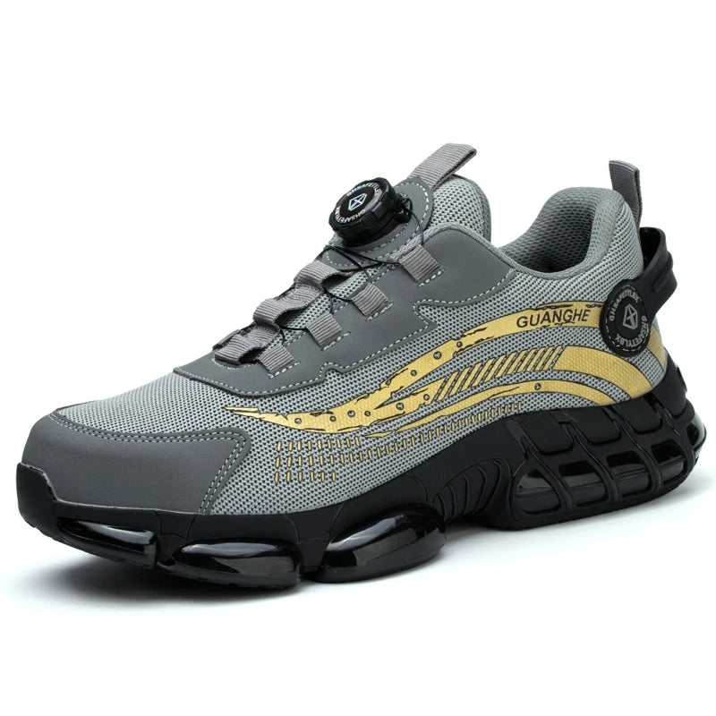 Chaussures de sécurité pour hommes et femmes, chaussures de travail à bout en acier, légères, bouton rotatif, baskets de protection Anti-écrasement, bottes de sécurité pour le travail