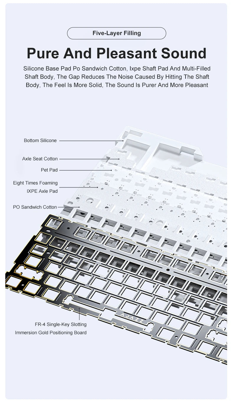 Ajazz AK35I V3/V4 MAX Tri-mode Wired Bluetooth Wireless Gaming Keyboard Gasket Full Key Hot Swap 104 Keys Customized Keyboard