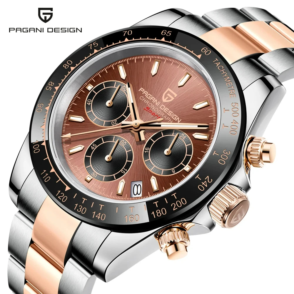 Reloj cronógrafo para hombre PAGANI DESIGN: reloj de pulsera de cuarzo de lujo, luminiscente y resistente al agua.