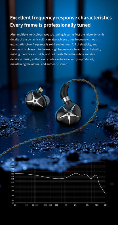 TRN Starfish Earphones 12mm Dynamic Driver In-ear Monitors  Beryllium coated Diaphragm Headset Hi-Fi Headphones with Detachable