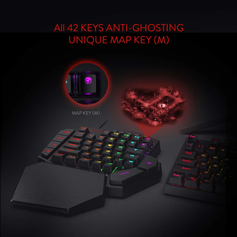 Redragon K585 DITI One-Handed RGB Mechanical Gaming Keyboard, Wrist Rest 42 Keys Type-C Professional Gaming Keypad Hot-Swappable