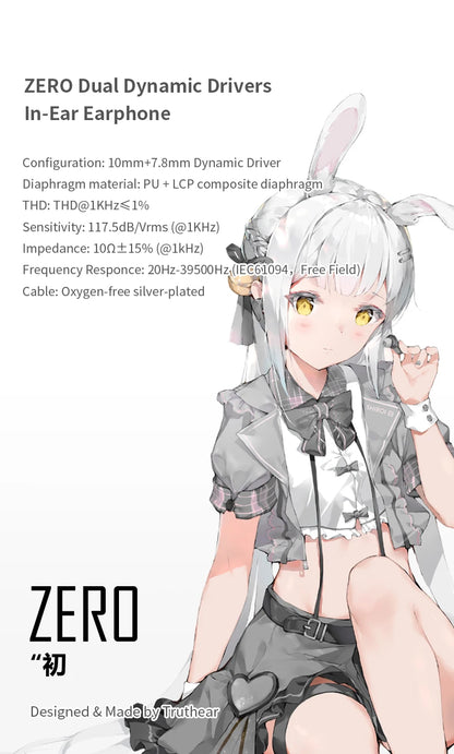 TRUTHEAR x Crinacle ZERO Earphone Dual Dynamic Drivers IEMs with 0.78 2Pin Cable game bassEarbuds
