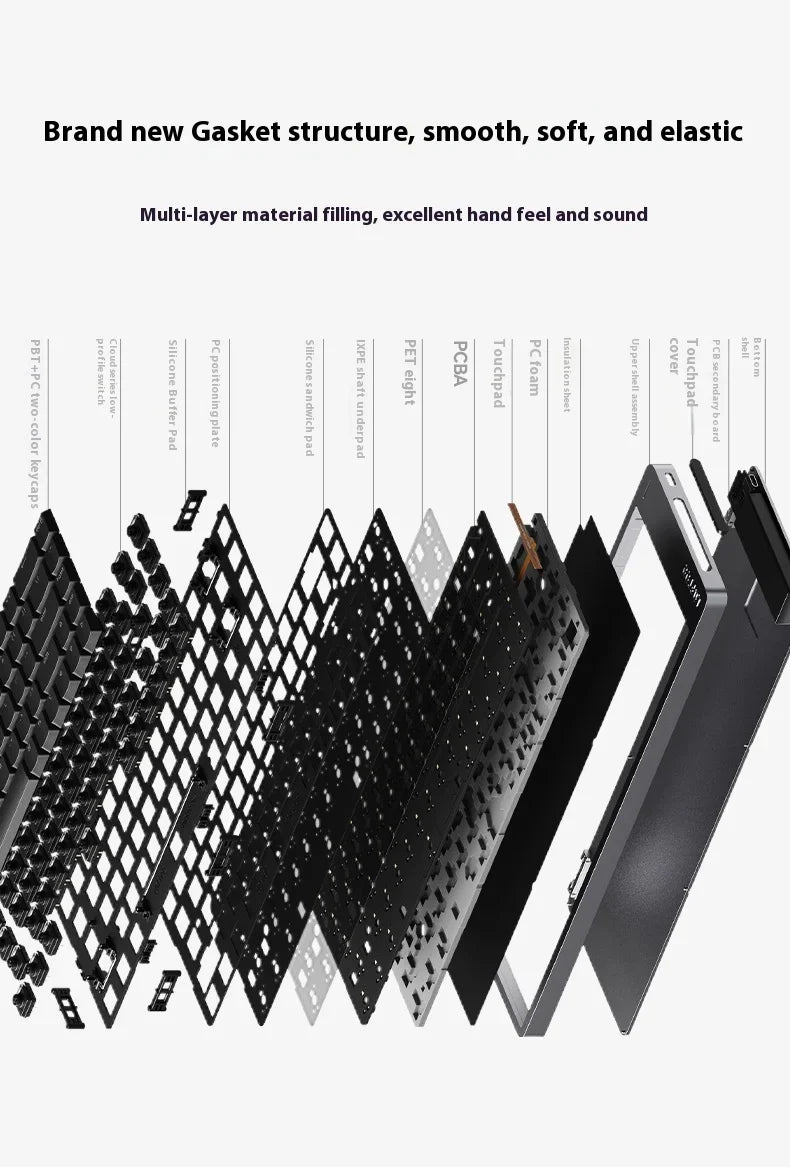 Lofree FLOW2 Mechanical Keyboard Business Office Wireless Bluetooth Wired Quiet & Gentle Sound Compatible Mute Aluminum Lump
