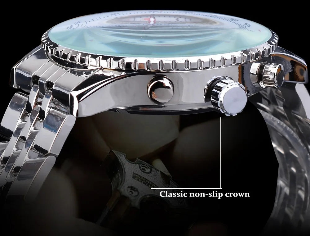 Montre mécanique automatique rétro de luxe JARAGAR 034, tourbillon, squelette creux, acier inoxydable, calendrier de la semaine, montre pour homme