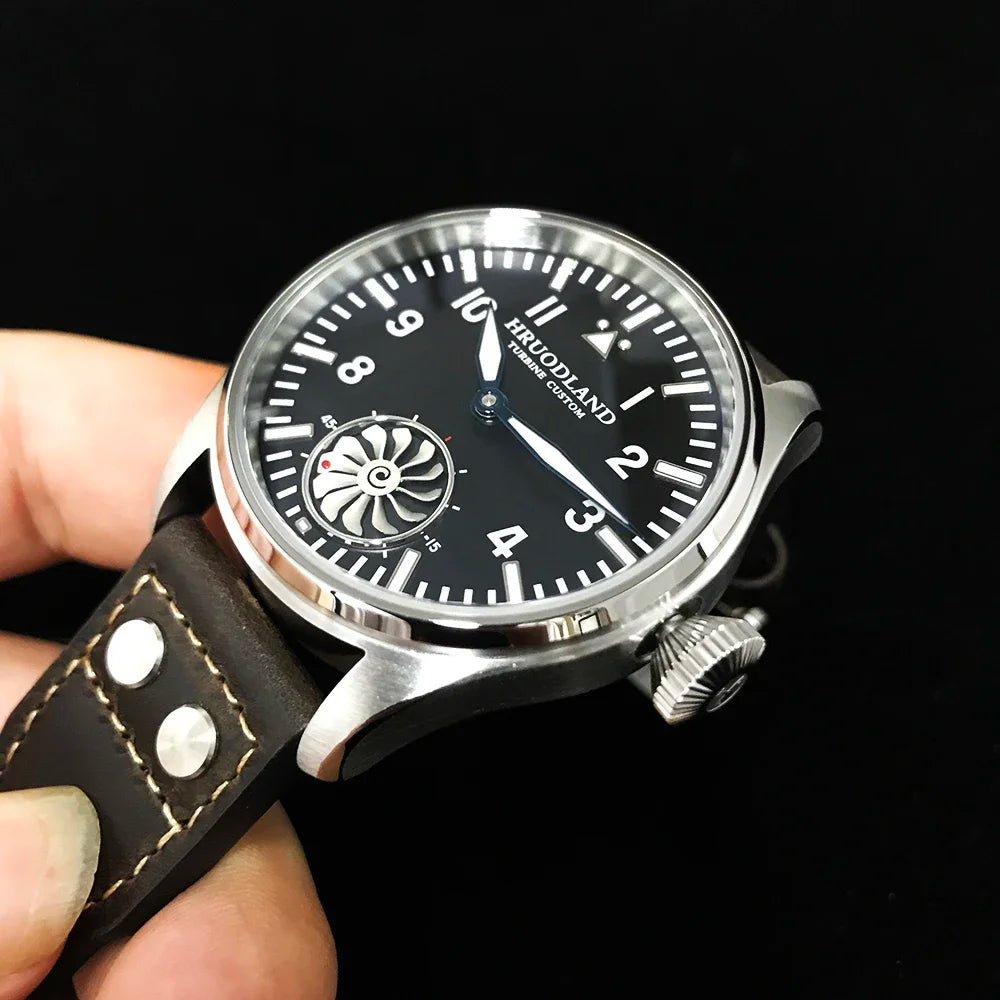 Reloj mecánico para hombre Hruodland 2025 nuevo, Seagull ST3620, piloto retro 43MM, luminiscencia Bgw-9, cristal de zafiro, turbina