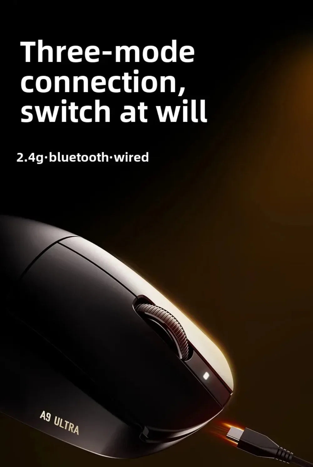 ATK Dragonfly A9 Wireless Bluetooth Mouse Gaming Ergonomic Design Fast Response PAW3950 Ultra 800mAh Lightweight 8KHz esports
