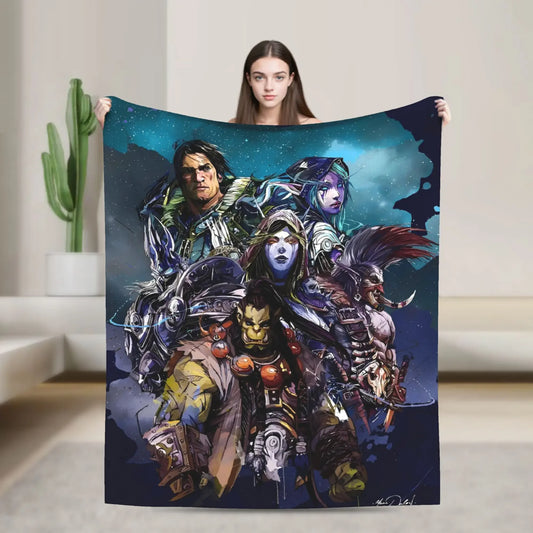 WOW World of Warcraft Arthas Retro Game Flannel Blanket Super Warm Throw Blanket for Bedroom Camping Bedspread Sofa Bed Cover