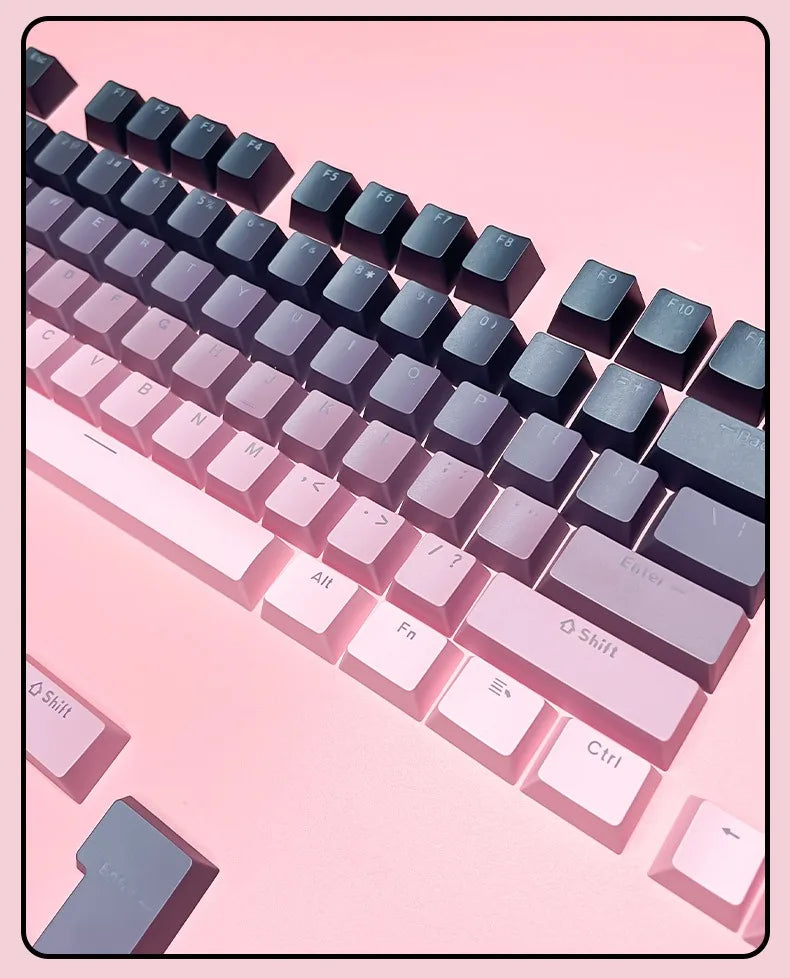 Black Pink Gradient Keycaps For Cherry MX Switch Mechanical Keyboard OEM Profile PBT Keycap Backlit RGB Gamer ISO Layout Key Cap