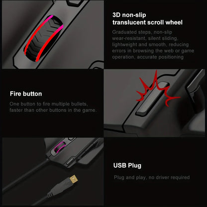 E-YOOSO X-41PRO Wired Mouse Large Gaming Mouse RGB Backlit 11 Programmable Side Buttons Support for Computer PC Laptop Mac