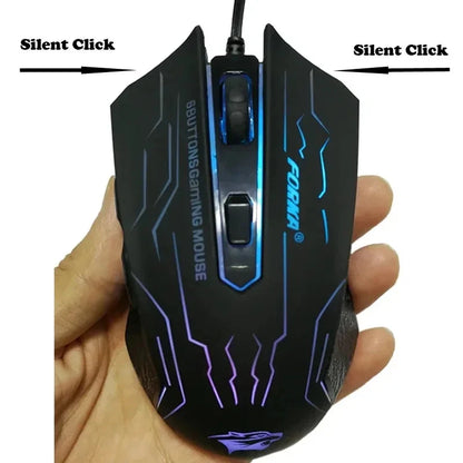 New 2026 Silent Click USB Wired Gaming Mouse 6 Buttons RGB Lighting Mute Optical Computer Mouse Mice for PC Laptop Notebook Game