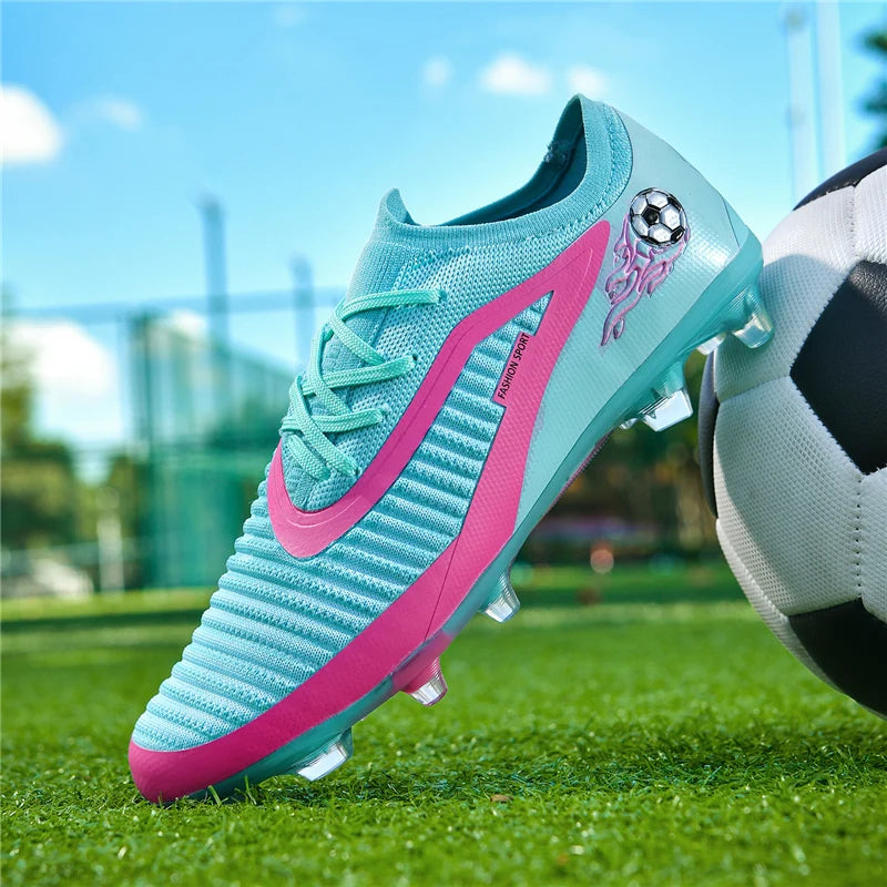 Nouvelles chaussures de football pour hommes, crampons de sport d'extérieur, antidérapantes, à longues pointes, respirantes et confortables pour l'entraînement et les matchs.