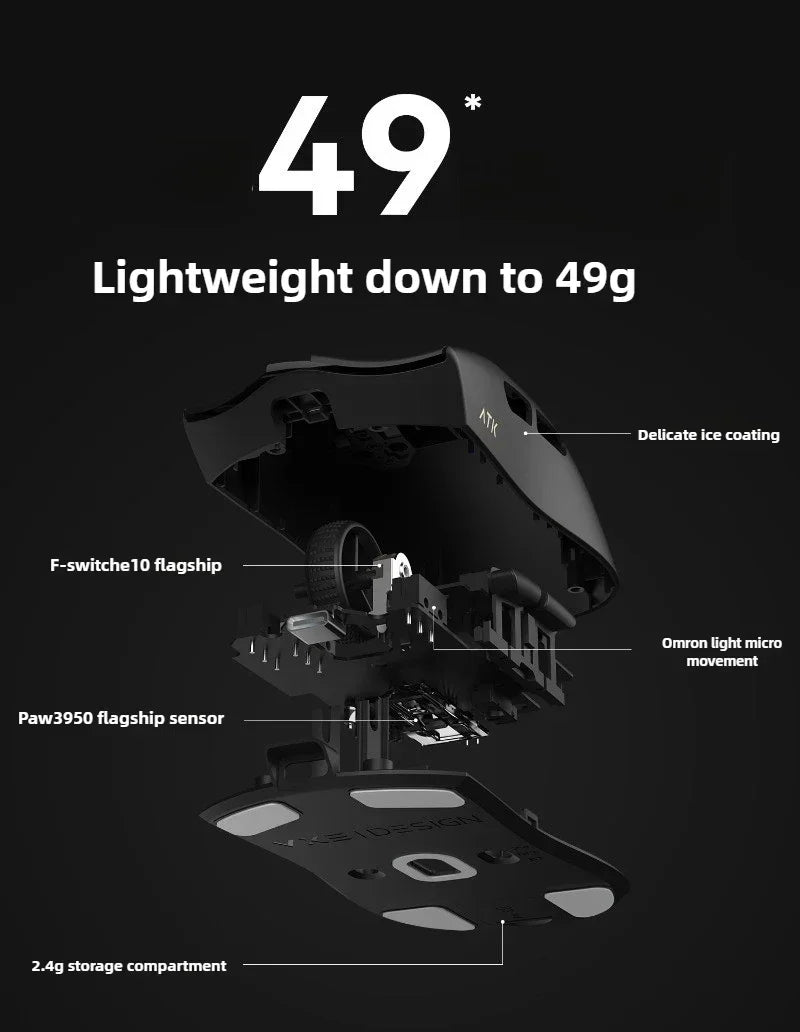 New ATK X1 SE Starlight Wireless Lightweight Mouse PAW3395 26K DPI Hub Page Driver 1000Hz  Gaming Mouse PC Player Accessories