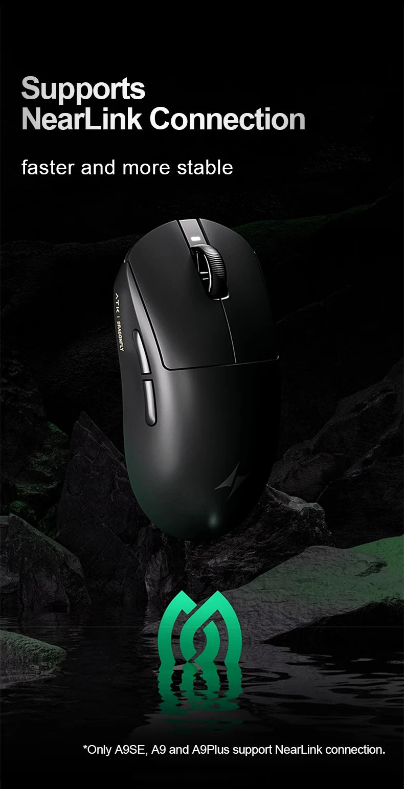 ATK Dragonfly A9 SE Plus Pro Max Ultra Wireless Gaming Mouse NearLink Ultra-lightweight Tri-mode Dual 8K Ergonomic E-sports Mice