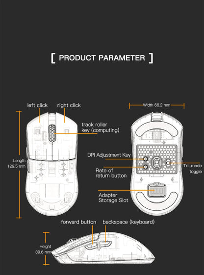 Darmoshark M3Pro Gaming Mouse 2.4G BT Wireless Tri-Mode PAW3395 Sensor N52840 26000DPI Big Hand Macro Driver Mouse For Gaming
