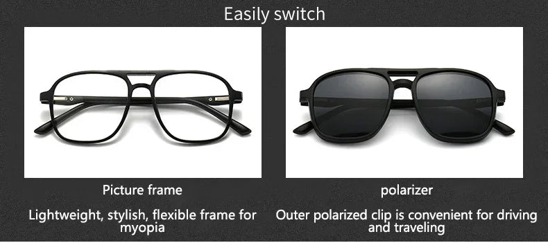 2026 Mirror Magnetic Attraction Polarized Sunglasses 2 Iin 1 Clip Cycling Glasses Dazzling Men Double-Barreled Glasses Women