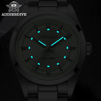 ADDIESDIVE – Reloj analógico de lujo para hombre, movimiento de cuarzo VH31, cristal abombado, resistencia al agua de 10 bares, revestimiento luminiscente BGW9, caja de acero – Modelo personalizable AD2515