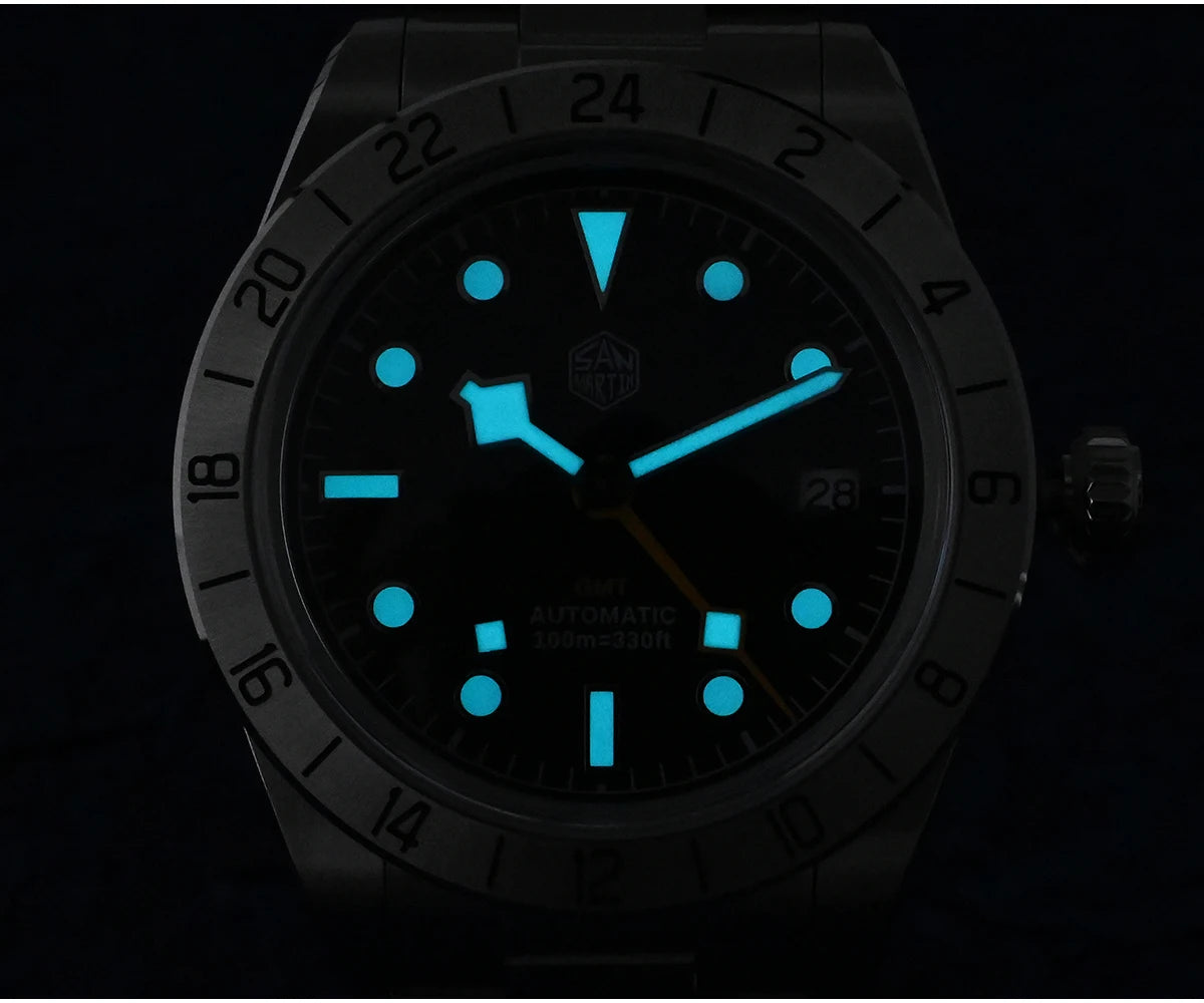 San Martin New 39mm NH34 BB GMT Automatic Mechanical Watch Sport Watch Sapphire Luminous Waterproof 100m for Men Relogio SN0054