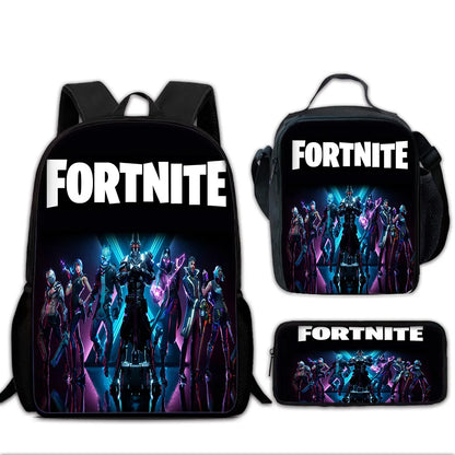 Hot Game Child School Backpack with Lunch Bags ,Design-F-FortniteS Pencil Bags ,School Bags for Boys Girls Best Gift