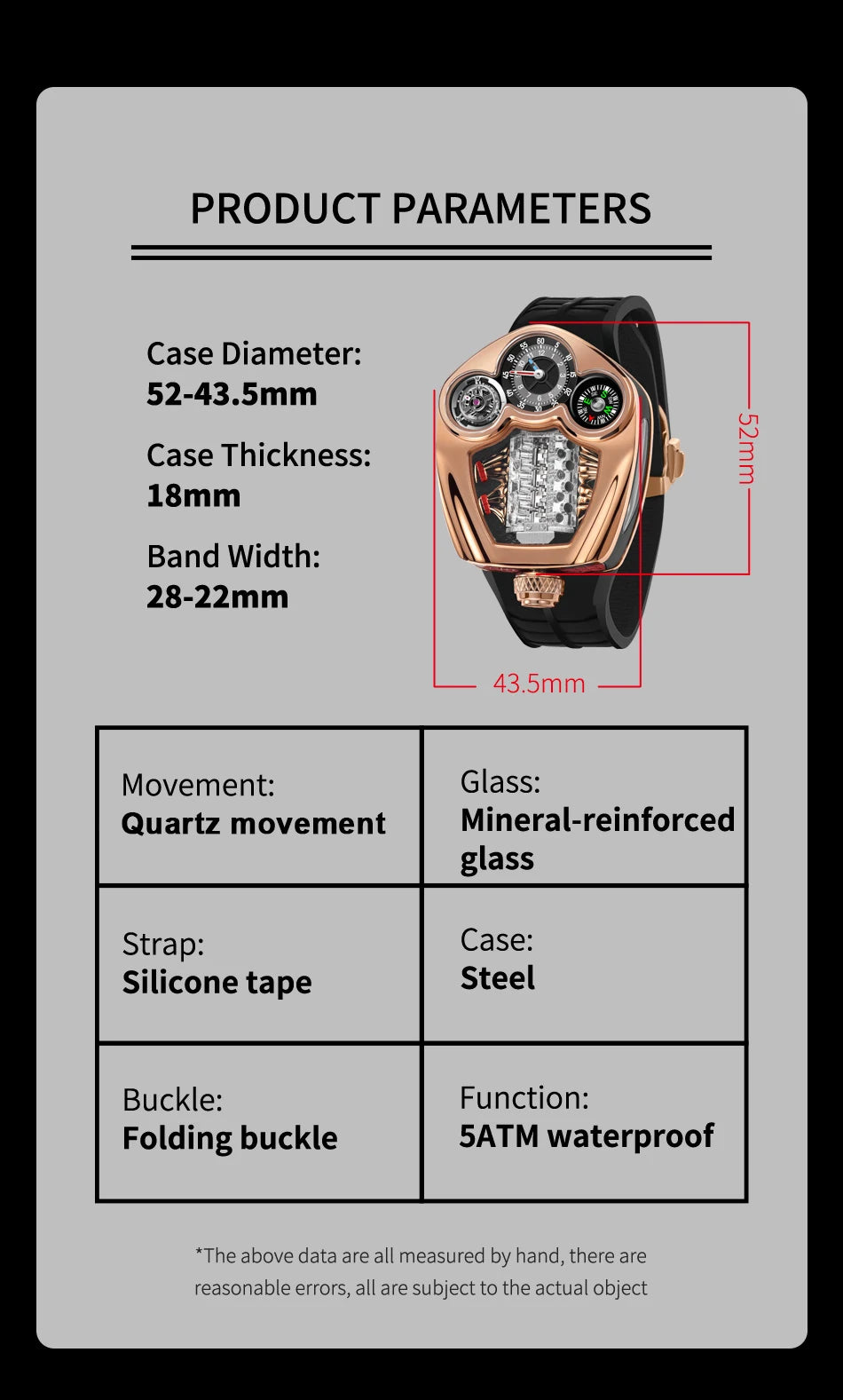 PINDU Design NEW Engine Series Quartz Watch Men's Top-Luxurious Stainless Steel Compass Waterproof Swiss Quartz 762 Movement Watch