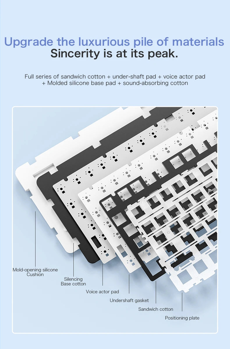 FREEWOLF F75 Gaming Mechanical Keyboard, 75% Tri-Mode Wireless Bluetooth, AULA F75 Same Model, RGB Hot Swappable PBT 4000mAh