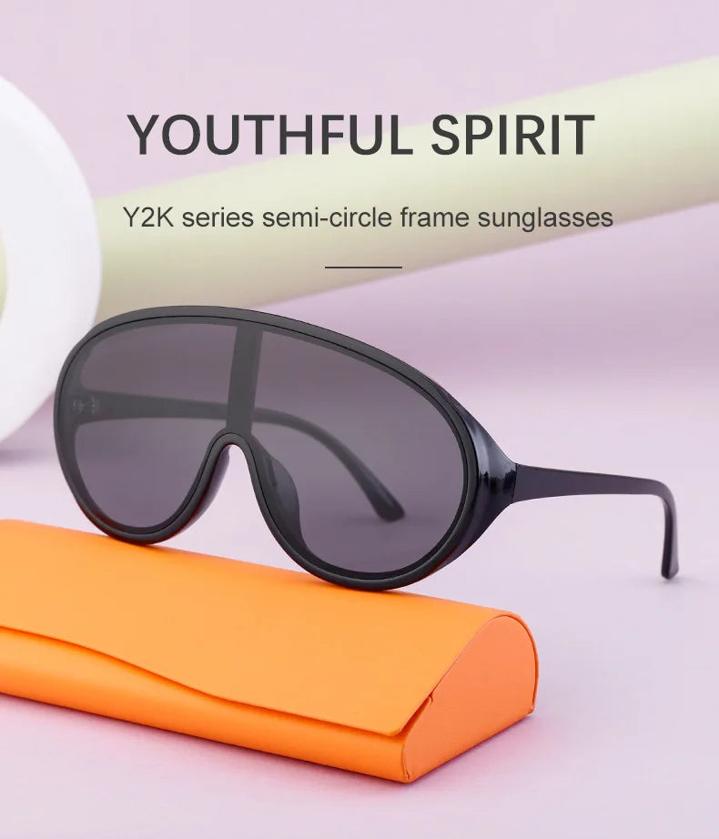 Trendige, übergroße Einteilige Sonnenbrillen für Damen und Herren – Luxusmarken-Designer-Sonnenbrillen – Modische Sonnenbrillen – Große Brillenfassungen