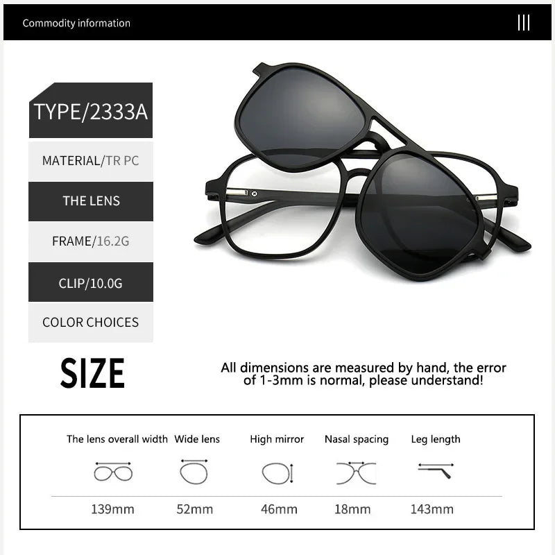 2026 Mirror Magnetic Attraction Polarized Sunglasses 2 Iin 1 Clip Cycling Glasses Dazzling Men Double-Barreled Glasses Women