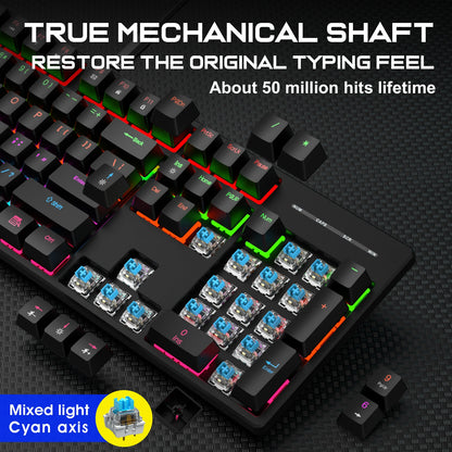 Mechanical Keyboard Wired 16 RGB Backlit 61/87/104Key Esports Gaming Keyboard Hot-Swappable Ergonomic Keyboard for PC Laptop