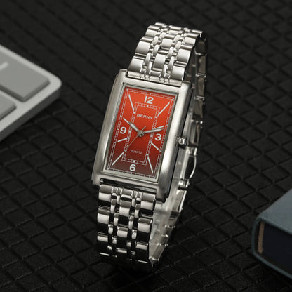 Reloj cuadrado para hombre BERNY – Movimiento de cuarzo, esfera con números romanos, indicación luminiscente, caja de acero inoxidable 316L – Reloj rectangular elegante y desenfadado