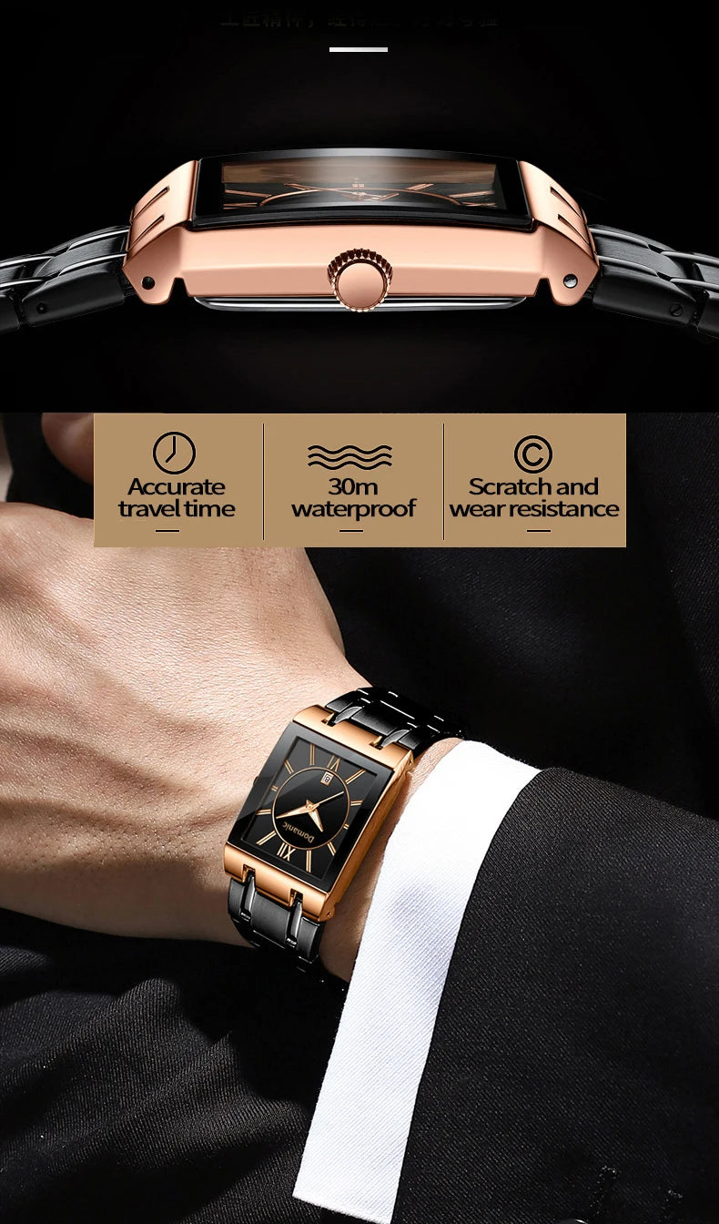 Montre-bracelet de luxe BINBOND à quartz précis pour homme, lumineuse, étanche, date automatique, en acier inoxydable durable, style décontracté.