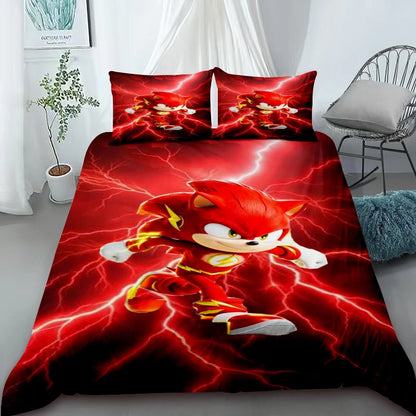 Sonic Cartoon Duvet Cover for Kids – Cool Anime Bedding Set – Duvet Cover Bedroom Decor (Queen & King Sizes) – For Kids & Teens