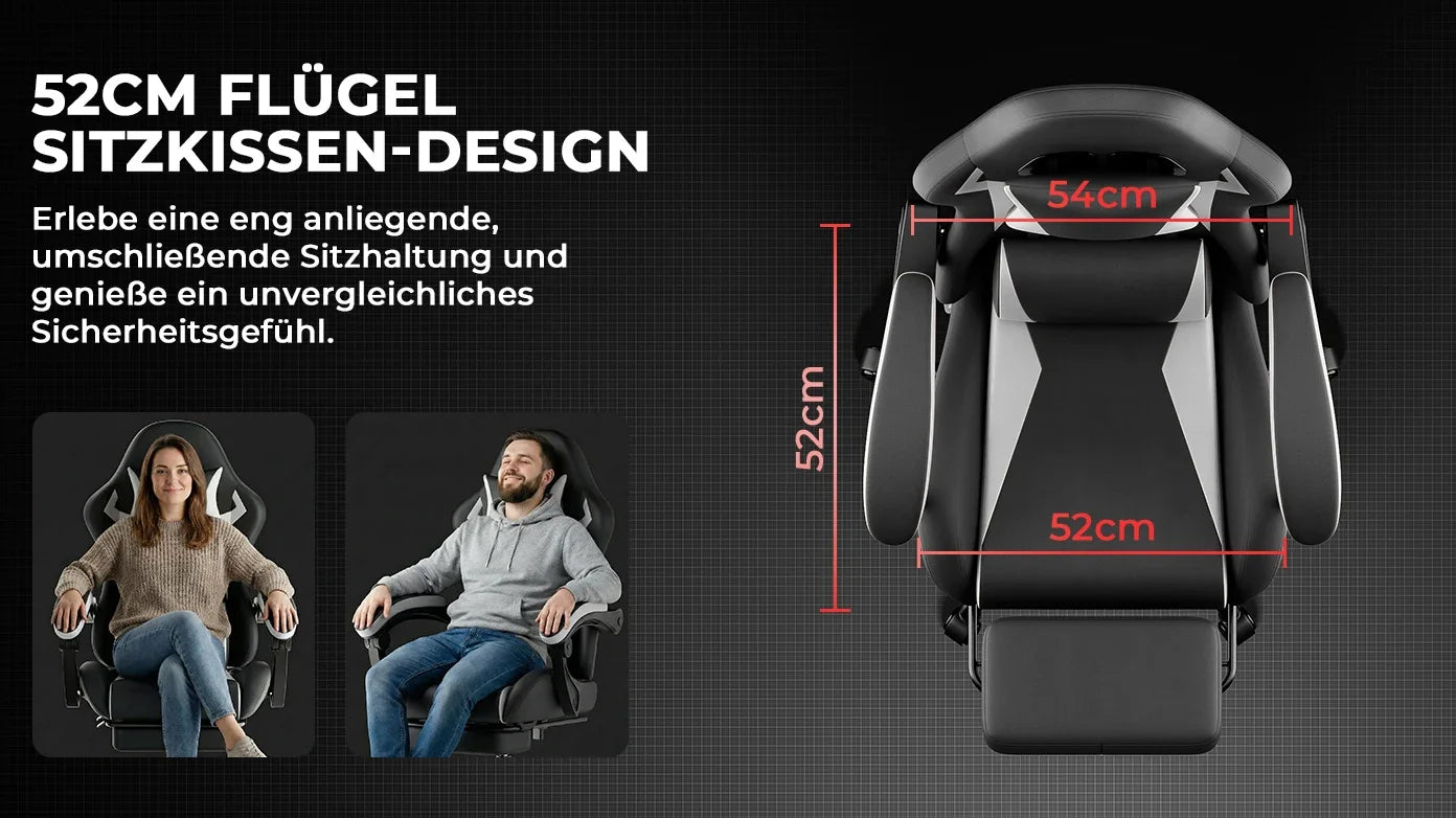 Comanlai Gaming Chair with Footrest Ergonomic High Back Computer Chair with Adjustable Headrest Lumbar Support PU Swivel Chair