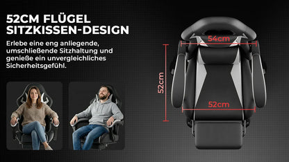 Comanlai Gaming Chair with Footrest Ergonomic High Back Computer Chair with Adjustable Headrest Lumbar Support PU Swivel Chair
