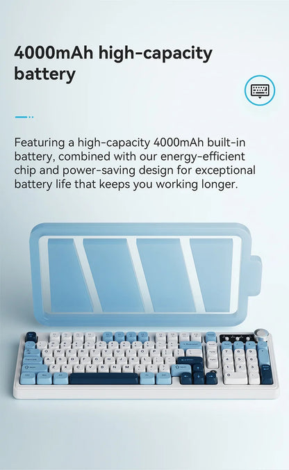 AJAZZ AF98 Wired/Wireless Keyboard Mechanical Feel Office Long Battery Life Three-Mode RGB Mixed Light ABS Keycaps Ergonomics