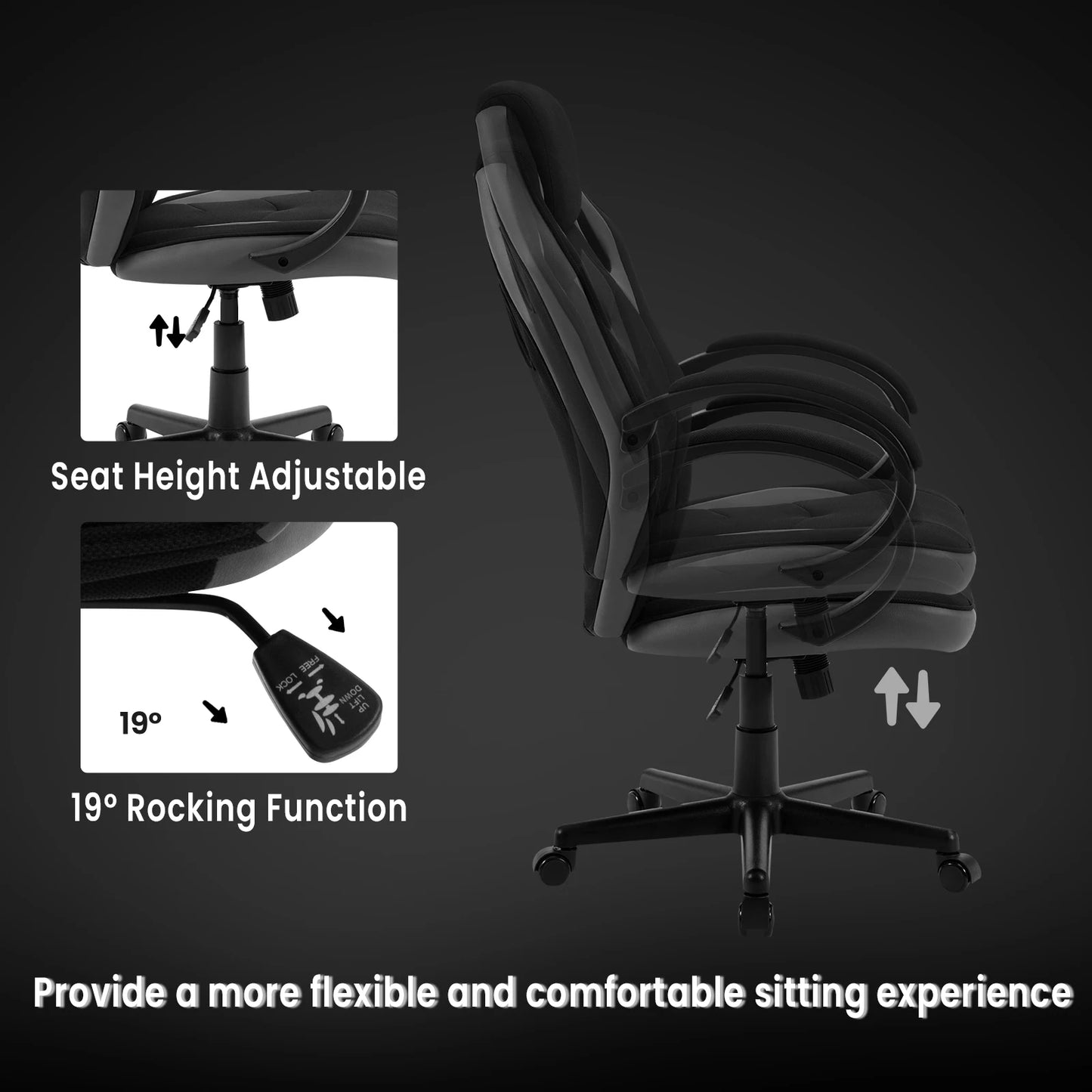 WOLTU Gaming Chair Gamer Armchair Office Computer Chair Ergonomic Design Fabric 360° Swivel Chair Adjustable Height High Back