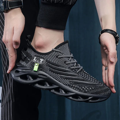 YRZL Herren-Sportschuhe zum Laufen, schwarze Jogging-Schuhe, lässige Outdoor-Sneaker aus atmungsaktivem Mesh, Damen, leicht, stoßdämpfend, schwarze Tennisschuhe