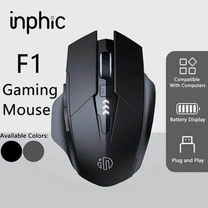 INPHIC F1 2.4G Wireless Mouse 500mAh Ergonomic Rechargeable Power Display Office Home Silent Laptop Desktop Computer Universal