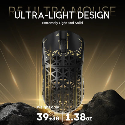 ATTACK SHARK R5Ultra Carbon Fiber Wireless 8K PAW3950MAX Gaming-Maus mit 8K-Spiralkabel,