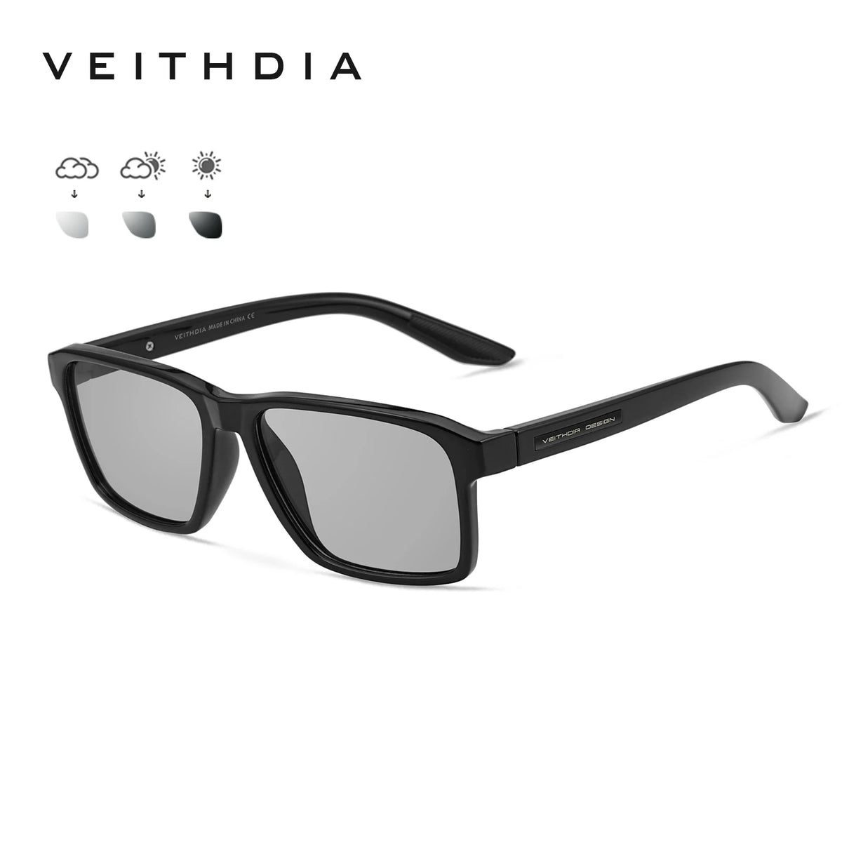 VEITHDIA Polarized UV400 Sunglasses Fashion Photochromic Gradient Mirror Lens Sports Driving Eyeglasses for Men And Women X7919