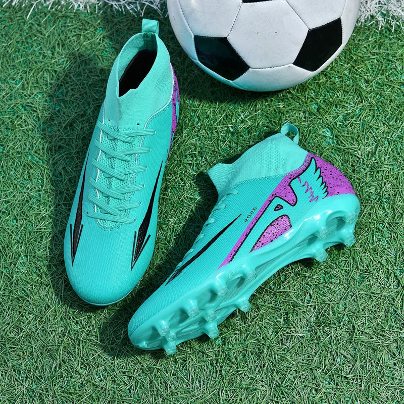 Nouvelles chaussures de football pour hommes, antidérapantes, de haute qualité, ultralégères, pour l'extérieur et l'intérieur, chaussures de sport à haute cheville, futsal antidérapantes
