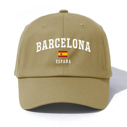 1pc BARCELONA Print Baseball Cap for Adults,Minimalist Retro Style Casual Soft Adjustable Dad Hat,Perfect As Gift