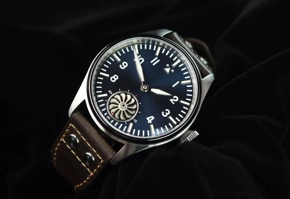 Reloj mecánico para hombre Hruodland 2025 nuevo, Seagull ST3620, piloto retro 43MM, luminiscencia Bgw-9, cristal de zafiro, turbina
