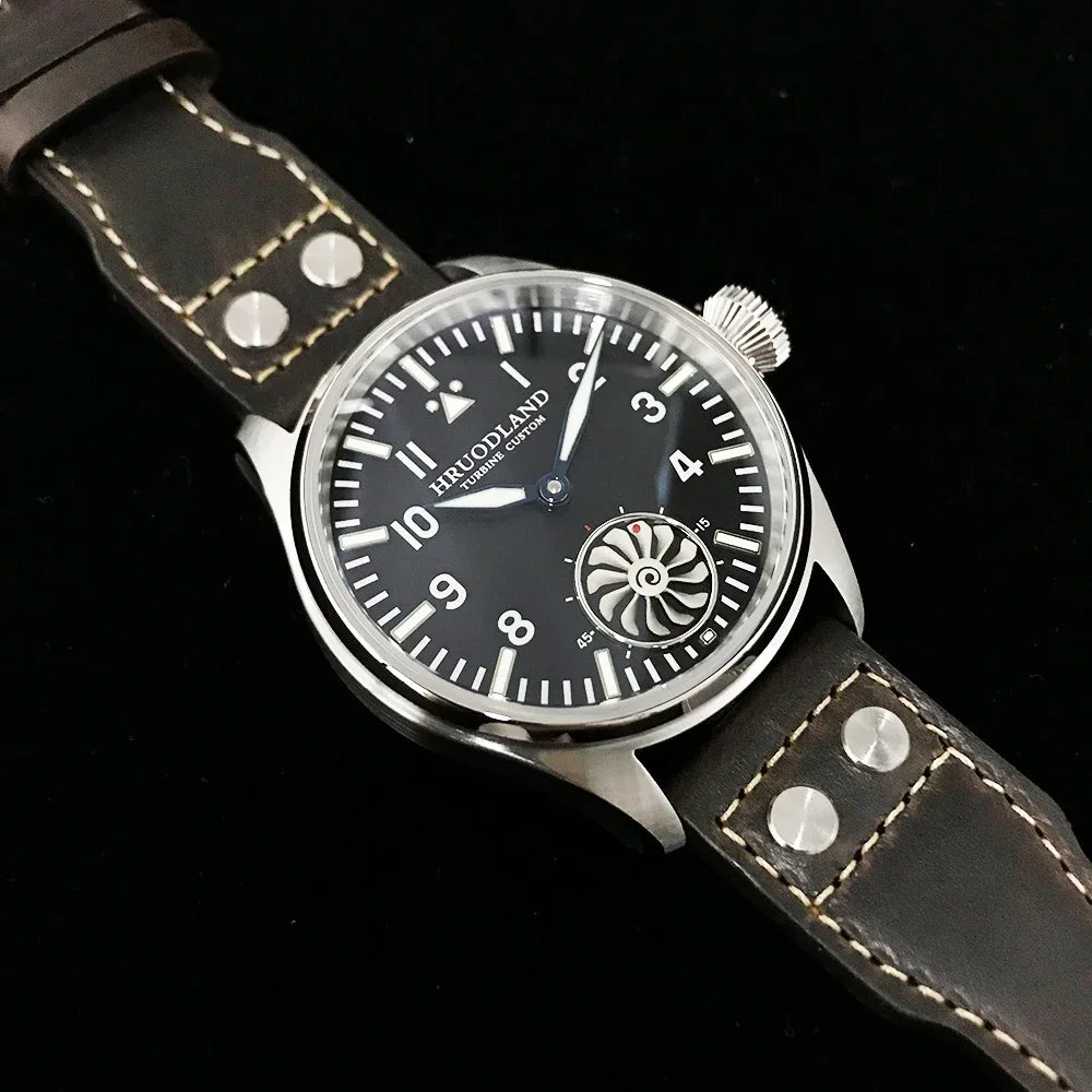 Reloj mecánico para hombre Hruodland 2025 nuevo, Seagull ST3620, piloto retro 43MM, luminiscencia Bgw-9, cristal de zafiro, turbina