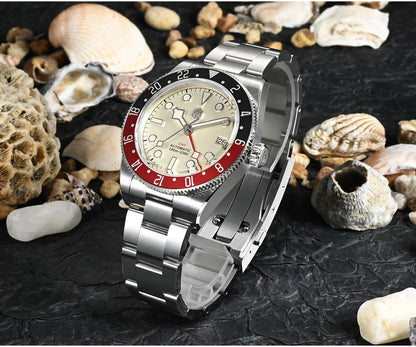 San Martin 39mm NH34 GMT Men Luxury Watch Bidirectional Aluminum Bezel Automatic Mechanical Sapphire 100M Waterproof  SN0109