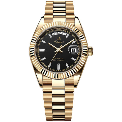 Top Brand Business Men's Watches Luxury Calendar Week Automatic Mechanical Watch for Man Waterproof Gold Stainless Steel