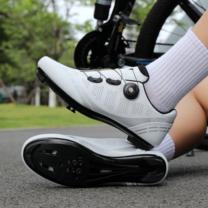 Zapatillas de ciclismo para hombre y mujer, para bicicletas de carretera, competición y carrera, con sistema automático de bloqueo, zapatillas deportivas de ciclismo de velocidad compatibles con calas SPD