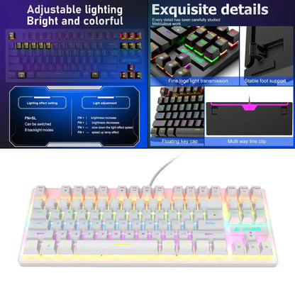 USB Mechanical Gaming Keyboard, Anti-ghosting Detachable Panel, Rainbow Backlit, Gamer for Gaming Computer Desktop PC Compact